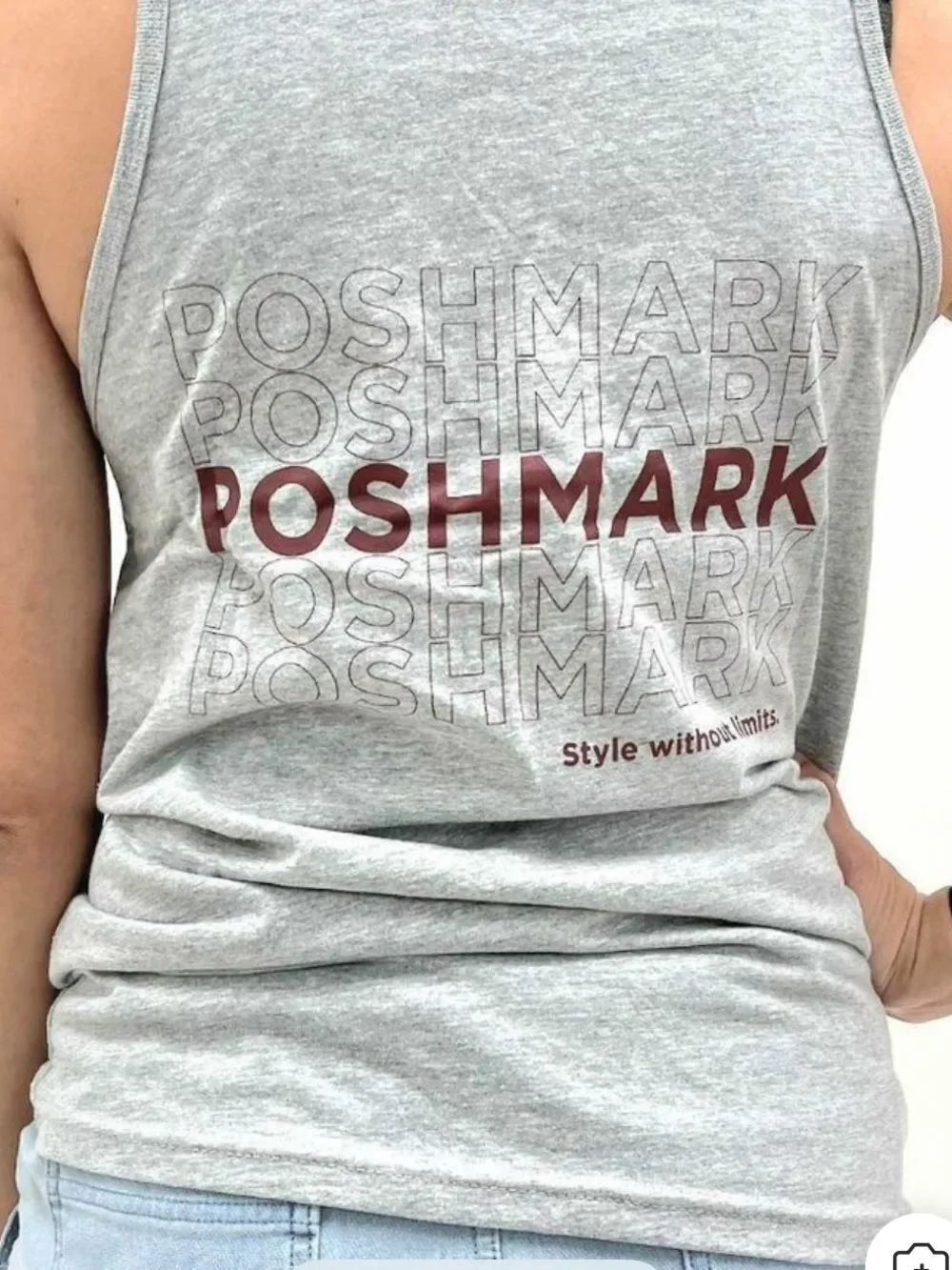 Graphic Poshmark Merch Traditional Trademark  Logo Tank  gray/red NWOT medium